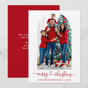 Calligrafie Hartfoto Rood kerstfeest Feestdagenkaart