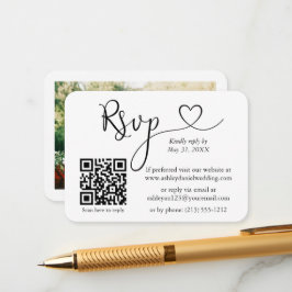 Calligrafie Hartfoto RSVP QR White Informatiekaartje