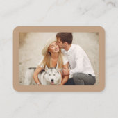 Calligrafie Hartfoto Weddenschap Taupe RSVP QR Informatiekaartje (Achterkant)