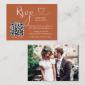 Calligrafie Hartfoto Weddenschap Terracotta QR RSV Informatiekaartje (Voorkant / Achterkant)