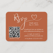 Calligrafie Hartfoto Weddenschap Terracotta RSVP Q Informatiekaartje (Voorkant)