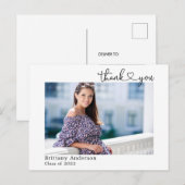 Calligrafie hartscript Afstuderen Foto bedankt Briefkaart (Voorkant / Achterkant)