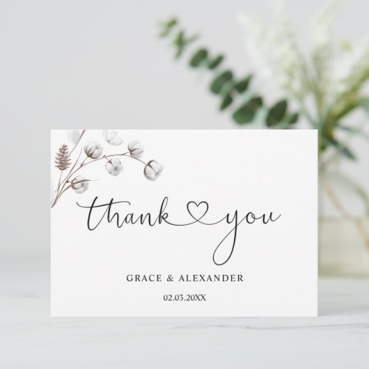 Calligrafie Hartscript bruiloft Bedankt (Staand voorkant)