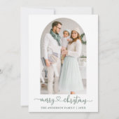 Calligrafie Hartsegment Groene foto Kerstmis Feestdagenkaart (Voorkant)