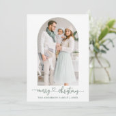 Calligrafie Hartsegment Groene foto Kerstmis Feestdagenkaart (Staand voorkant)