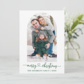Calligrafie Hartsfoto Groene Kerstmis Feestdagenkaart (Staand voorkant)