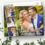 Calligrafie Hartslag 4 Fotobruiloft Hartelijk dank Briefkaart<br><div class="desc">Moderne elegant kalligrafiescript Heart Wedding 4 Foto Collage Hartelijk dank Briefkaart</div>
