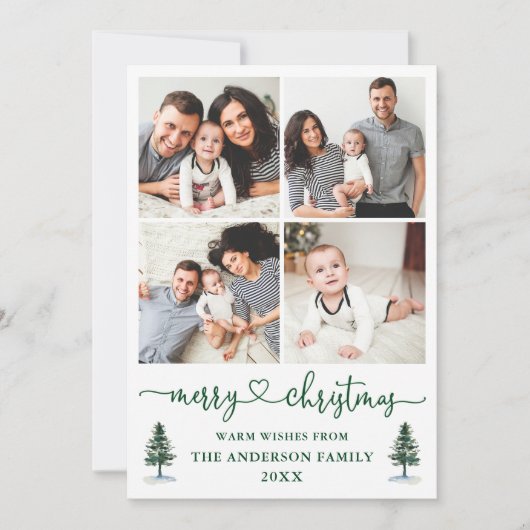 Calligrafie Hartslag 4 Fotospelden Waterverf Feestdagenkaart (Voorkant)