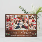 Calligrafie Hartslag 5 Kerstmis met fotohout Feestdagenkaart (Staand voorkant)