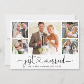 Calligrafie Hartslag Gewoon gehuwd 5 Fotobruiloft Aankondiging (Voorkant)