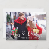 Calligrafie Hartstuk Prettige feestdagen Foto Feestdagenkaart (Voorkant)