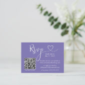 Calligrafie Hartwedstrijding QR RSVP Periwinkle Informatiekaartje (Staand voorkant)