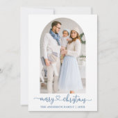 Calligrafie Heart Dusty Blue Photo Arch Kerstmis Feestdagenkaart (Voorkant)