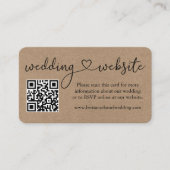Calligrafie Heart Kraft Wedding Website QR Informatiekaartje (Voorkant)