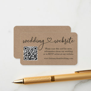 Calligrafie Heart Kraft Wedding Website QR Informatiekaartje