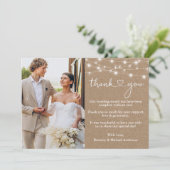 Calligrafie Heart Lights Wedding Foto Kraft Bedankkaart (Staand voorkant)