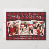 Calligrafie Heart Merry Kerstmis 3 Foto Feestdagenkaart (Voorkant)