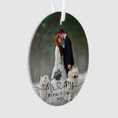 Calligrafie Heart Mr. en Mrs Wedding Photo Ornament (voorkant)