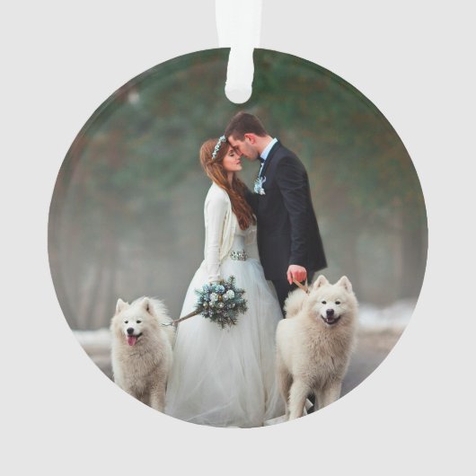 Calligrafie Heart Mr. en Mrs Wedding Photo Ornament (achterkant)