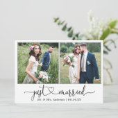 Calligrafie Heart net getrouwd 2 Fotohuwelijk Aankondiging (Staand voorkant)