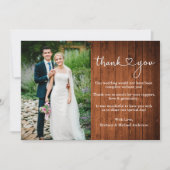 Calligrafie Heart Rustic Wood Weddenfoto Bedankkaart (Voorkant)