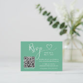 Calligrafie Heart Weddenschap Neo Mint Green QR RS Informatiekaartje (Staand voorkant)