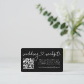 Calligrafie Heart Weddenschap Website QR Foto Blac Informatiekaartje (Staand voorkant)
