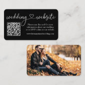 Calligrafie Heart Weddenschap Website QR Foto Blac Informatiekaartje (Voorkant / Achterkant)