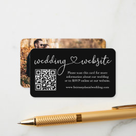 Calligrafie Heart Weddenschap Website QR Foto Blac Informatiekaartje