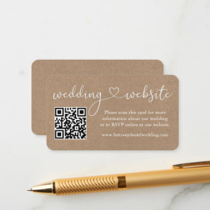 Calligrafie Heart Weddenschap Website QR Kraft Informatiekaartje