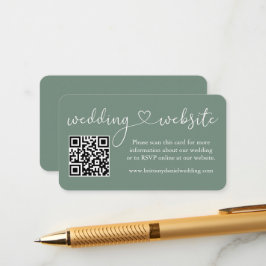 Calligrafie Heart Weddenschap Website QR Sage Gree Informatiekaartje