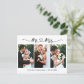 Calligrafie Heart Wedding 3 Foto Dank je Briefkaart (Staand voorkant)