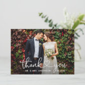 Calligrafie Heart Wedding Bride Groom 6 Foto's Bedankkaart (Staand voorkant)
