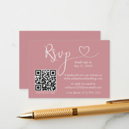 Calligrafie Heart Wedding QR RSVP Dusty Roos Informatiekaartje