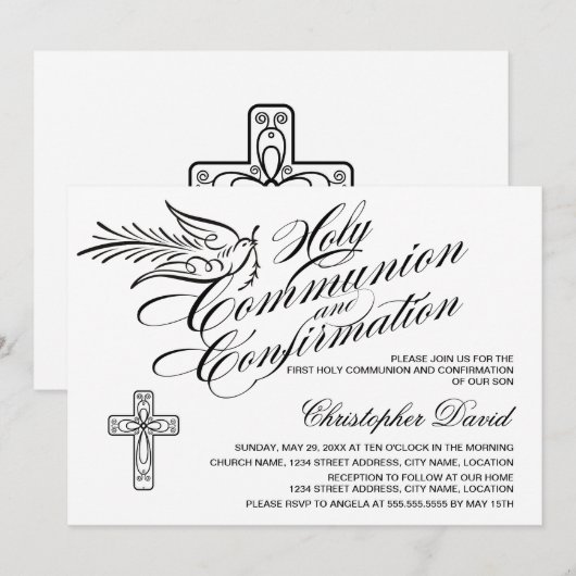 Calligrafie Heilige Communie en Bevestiging Kaart (Voorkant / Achterkant)