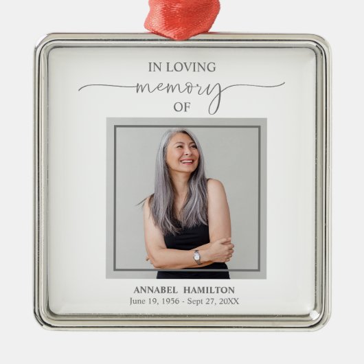 Calligrafie Herdenking van herdenking op foto's Metalen Ornament (Voorkant)