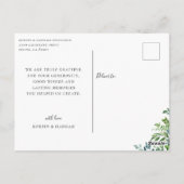 Calligrafie Herfstgroen Trouwfoto Dankjewel Briefkaart (Achterkant)