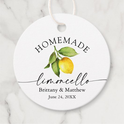 Calligrafie Homemade Limoncello Waterverf Lemon Bedankjes Labels (Voorkant)