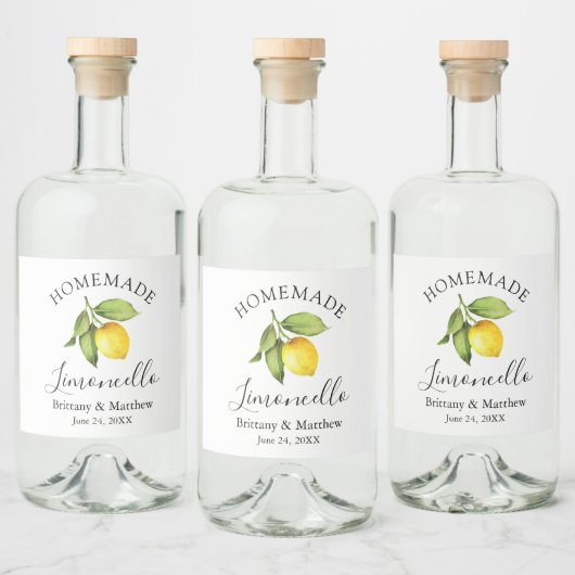 Calligrafie Homemade Limoncello Waterverf Lemon Likeurfles Etiket (Flessen)