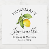 Calligrafie Homemade Limoncello Waterverf Lemon Likeurfles Etiket (Enkel label)