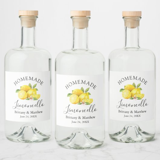 Calligrafie Homemade Limoncello Waterverf Lemons Likeurfles Etiket (Flessen)