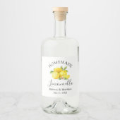 Calligrafie Homemade Limoncello Waterverf Lemons Likeurfles Etiket (Voorkant)