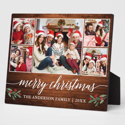 Calligrafie Hout Afdrukken 5 Kerstfeest Fotoplaat (Zijkant)