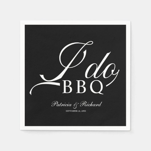 Calligrafie I Do BBQ Engagement Party Black Servet (Voorkant)
