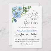 Calligrafie Iets Blue Floral Vrijgezellenfeest Kaart (Voorkant)