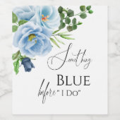 Calligrafie Iets Blue Floral Vrijgezellenfeest Wijn Etiket (Enkel label)