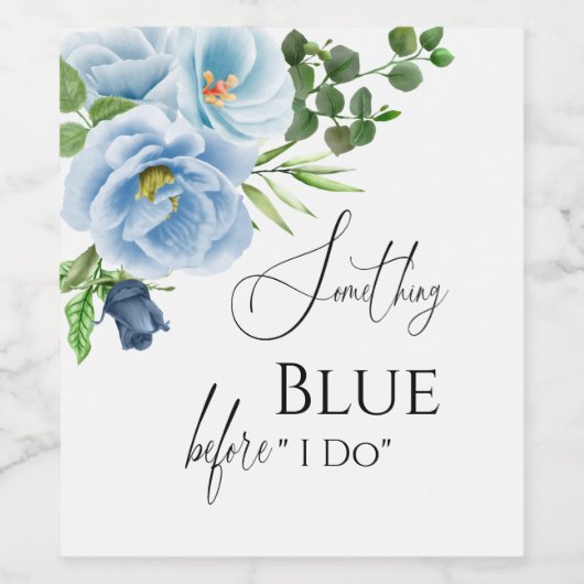 Calligrafie Iets Blue Floral Vrijgezellenfeest Wijn Etiket (Enkel label)