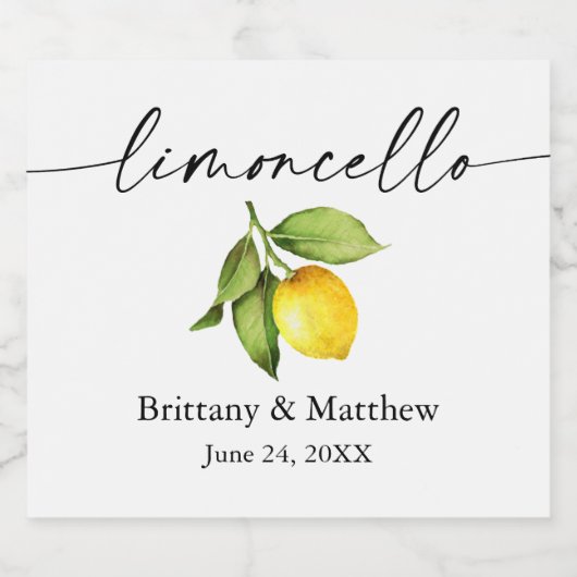 Calligrafie Ink Limoncello Waterverf Lemon Likeurfles Etiket (Enkel label)