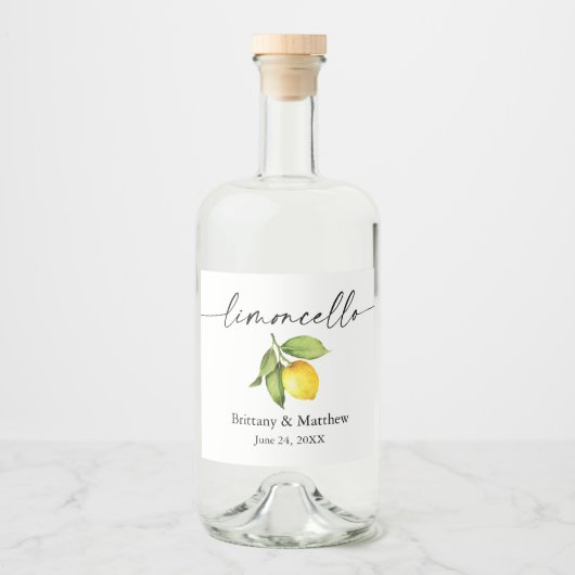 Calligrafie Ink Limoncello Waterverf Lemon Likeurfles Etiket (Voorkant)