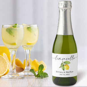 Calligrafie Ink Limoncello Waterverf Lemon Mini Sparkling Wijnetiket